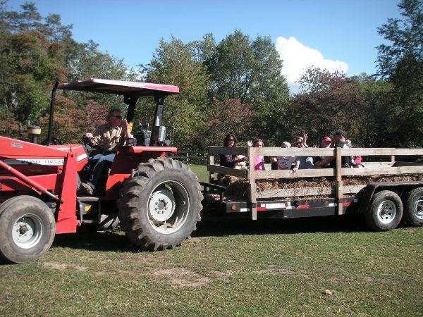 Tractor pulled hayride at Arrowmont Stables near Highlands NC
